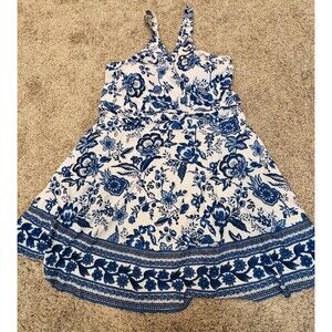 Bloomchic Blue And White Plus Size 26 Swim Dress Grecian Print
